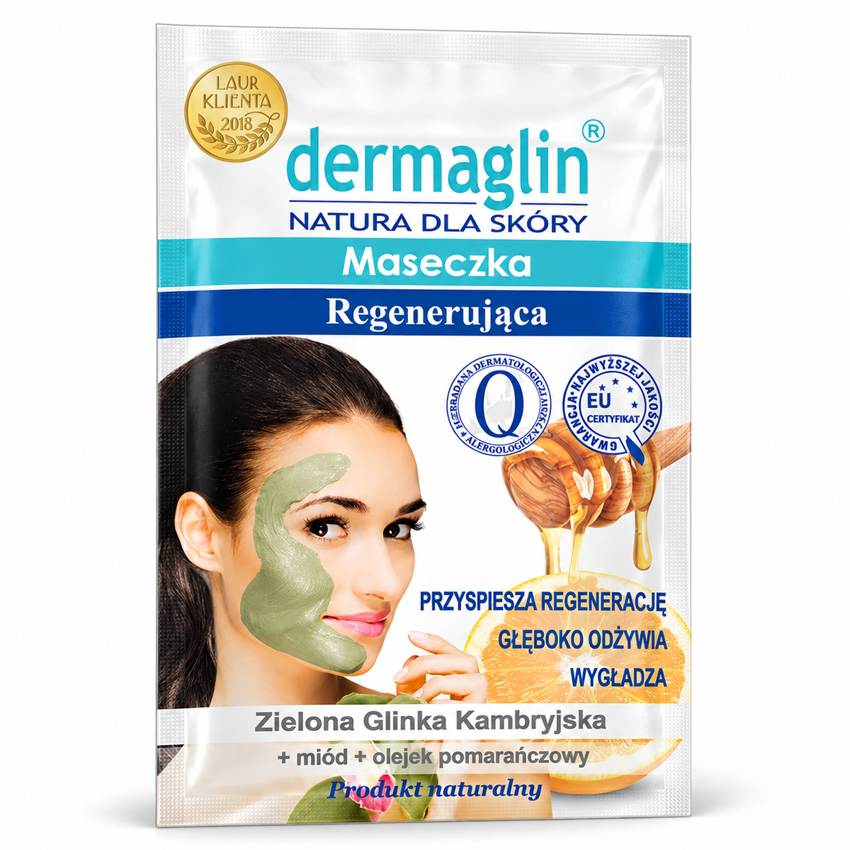 Dermaglin Regenerating Green Clay Face Mask 10 g | Dermaglin Maseczka regenerująca z zieloną glinką 10 g
