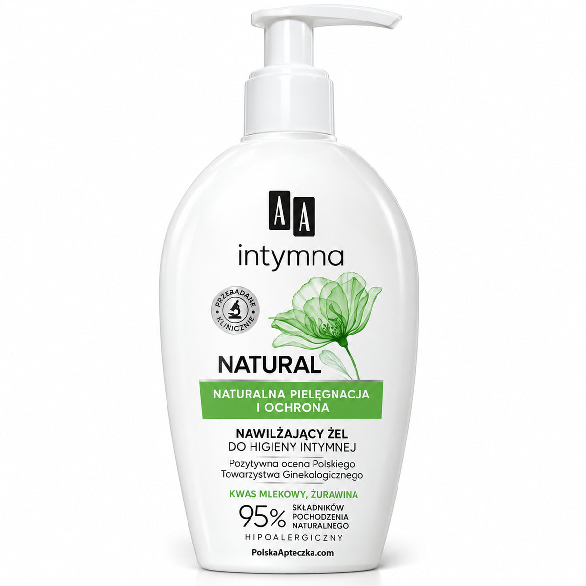 Intymna Natural 95% Moisturizing Intimate Wash, 300 ml – AA / Intymna Natural 95% Nawilżający płyn do higieny intymnej, 300 ml – AA
