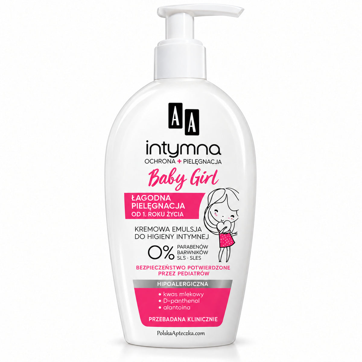 Intymna Baby Girl Gentle Intimate Wash Ages 1+, 300 ml – AA / Intymna Baby Girl Delikatna emulsja od 1. roku życia, 300 ml – AA