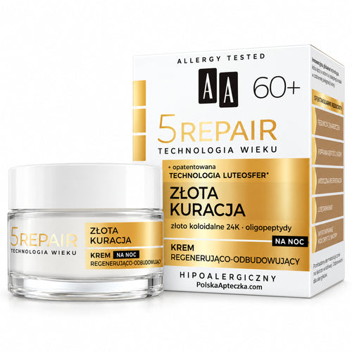Age Technology 5Repair 60+ Regenerating Night Cream, 50 ml – AA / Technologia Wieku 5Repair Złota Kuracja 60+ Krem na noc, 50 ml – AA