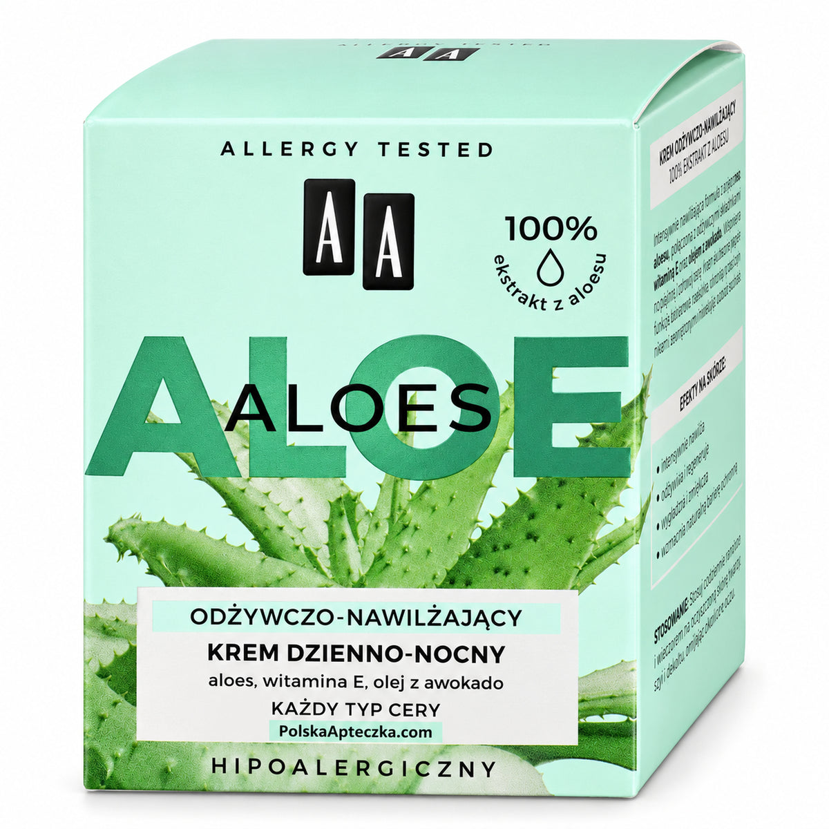 AA Aloe Face Cream with Avocado & Vitamin E Day & Night Moisturizer for All Skin Types / Aloes Krem odżywczo-nawilżający na dzień i noc, 50 ml – AA
