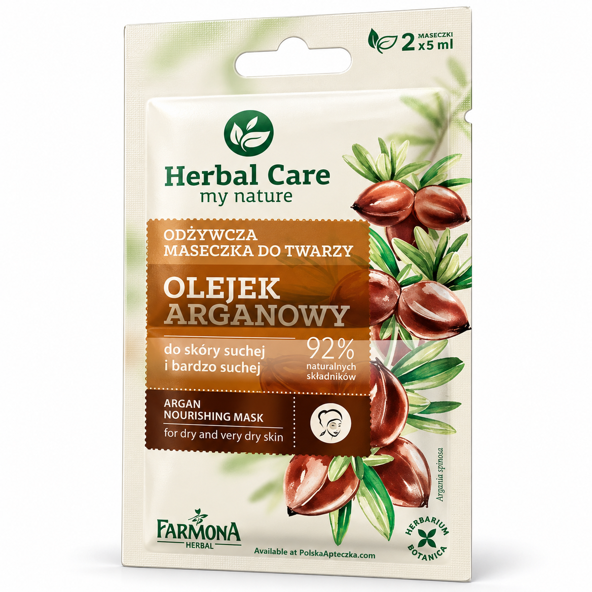 Farmona Herbal Care Argan Oil Nourishing Face Mask, 2 x 5 ml / Olej arganowy – Odżywcza maseczka do twarzy, 2 x 5 ml