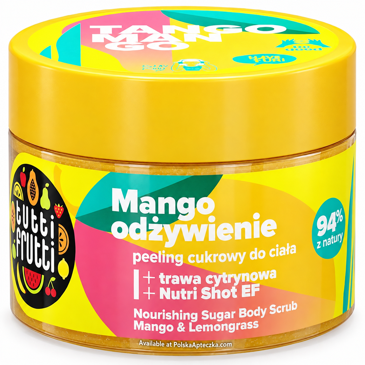 Farmona Tutti Frutti Mango & Lemongrass Nourishing Sugar Body Scrub, 300 g / Mango i trawa cytrynowa – Odżywczy peeling cukrowy do ciała, 300 g