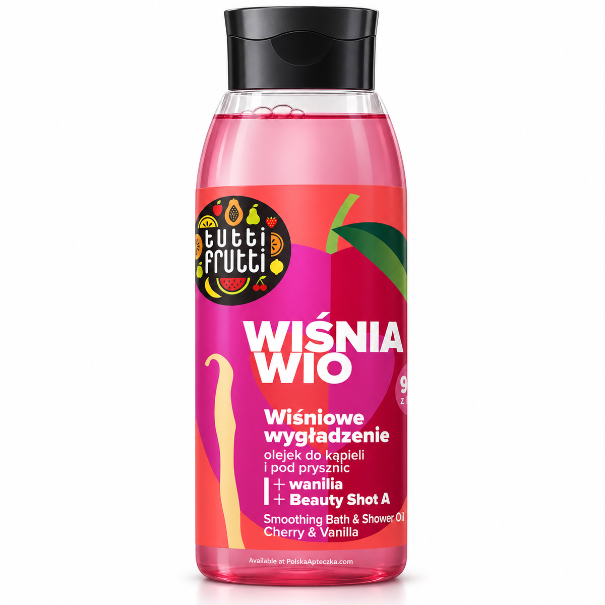 Farmona Tutti Frutti Cherry & Vanilla Smoothing Bath & Shower Oil, 400 ml / Wiśnia i wanilia – Wygładzający olejek do kąpieli i pod prysznic, 400 ml
