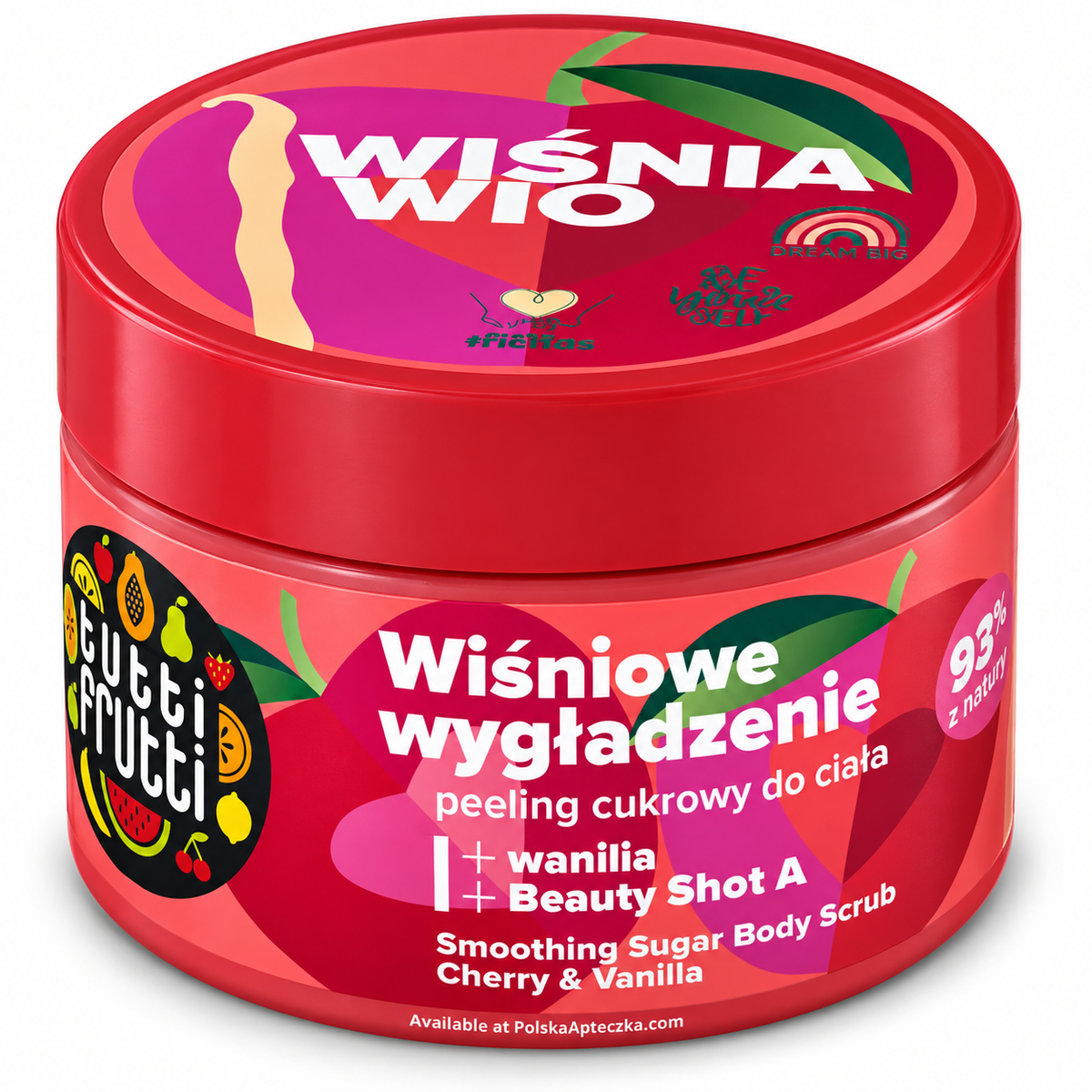 Farmona Tutti Frutti Cherry & Vanilla Smoothing Sugar Body Scrub, 300 g / Wiśnia i wanilia – Wygładzający peeling cukrowy do ciała, 300 g