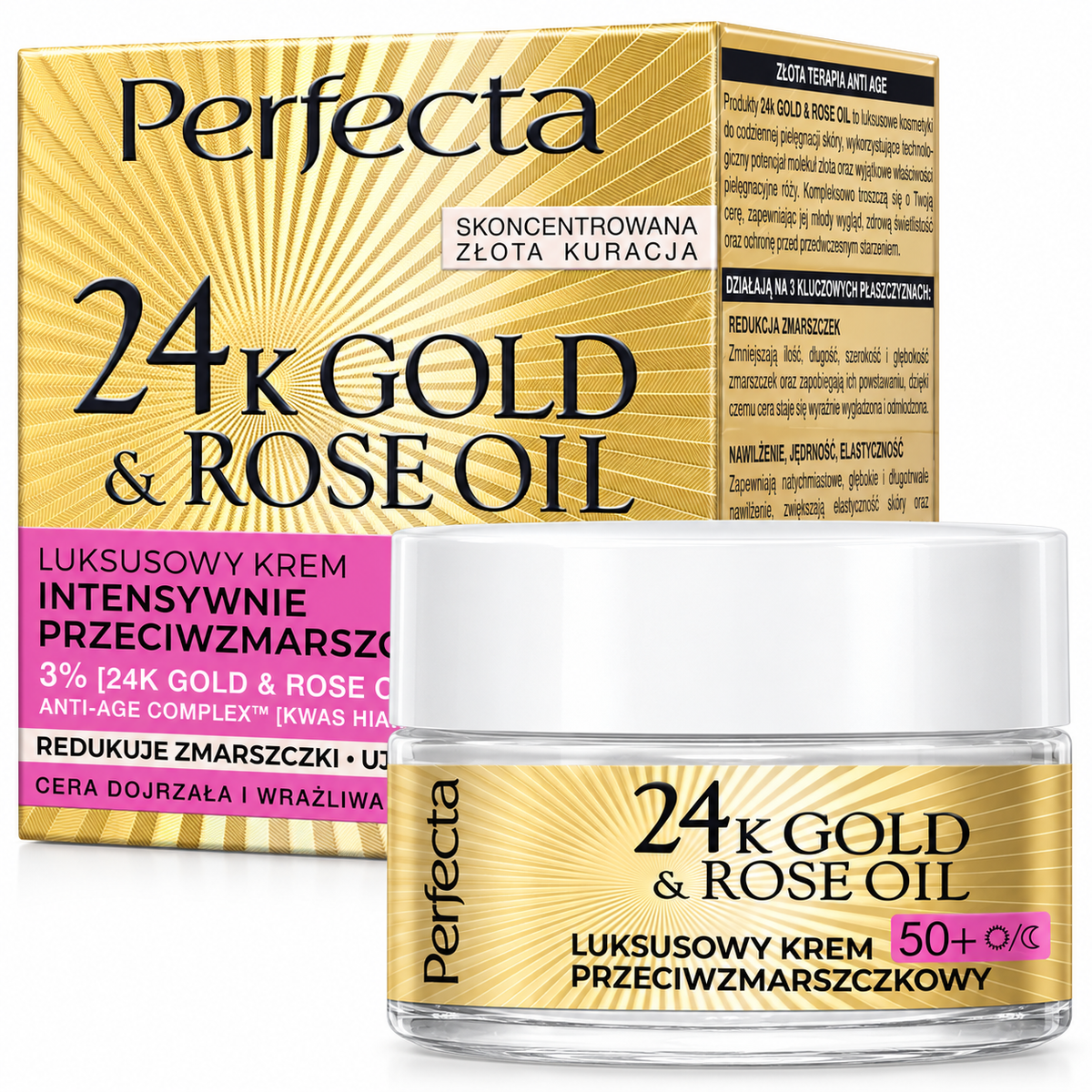 Perfecta 24K Gold & Rose Oil 50+ Day & Night Cream 50 ml | Perfecta 24K Gold & Rose Oil 50+ Krem na dzień i noc 50 ml
