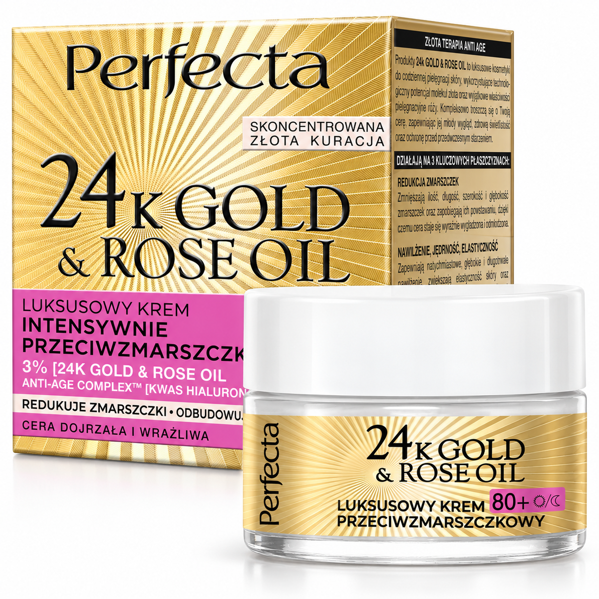 Perfecta 24K Gold & Rose Oil 80+ Day & Night Cream 50 ml | Perfecta 24K Gold & Rose Oil 80+ Krem na dzień i noc 50 ml