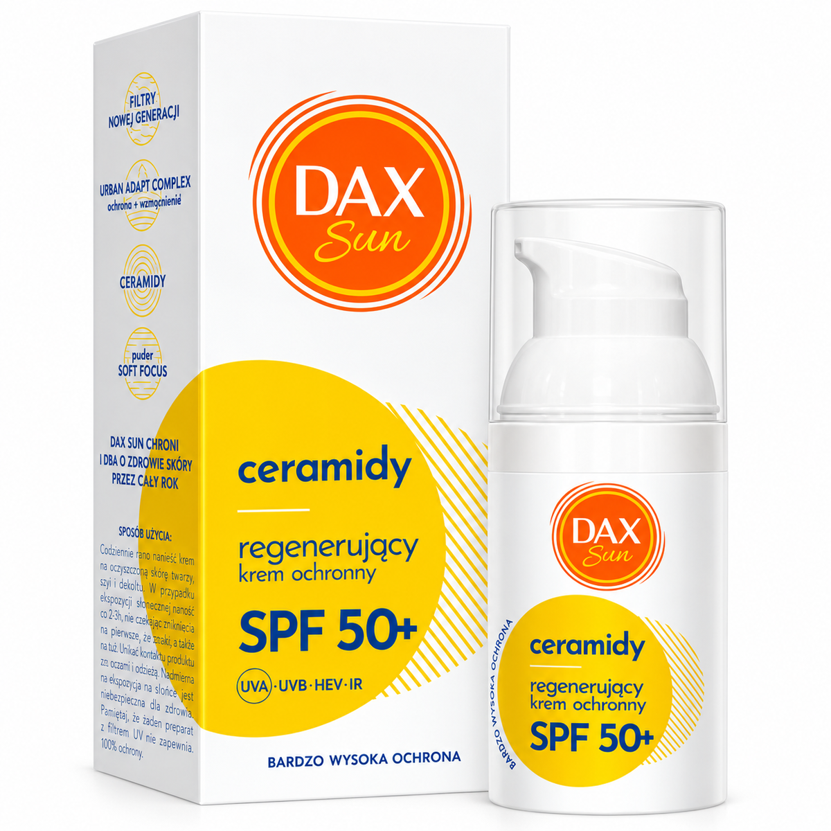 DAX Sun Ceramides Restoring SPF 50+ Face Cream 30 ml | DAX Sun Regenerujący krem ochronny SPF 50+ z ceramidami 30 ml
