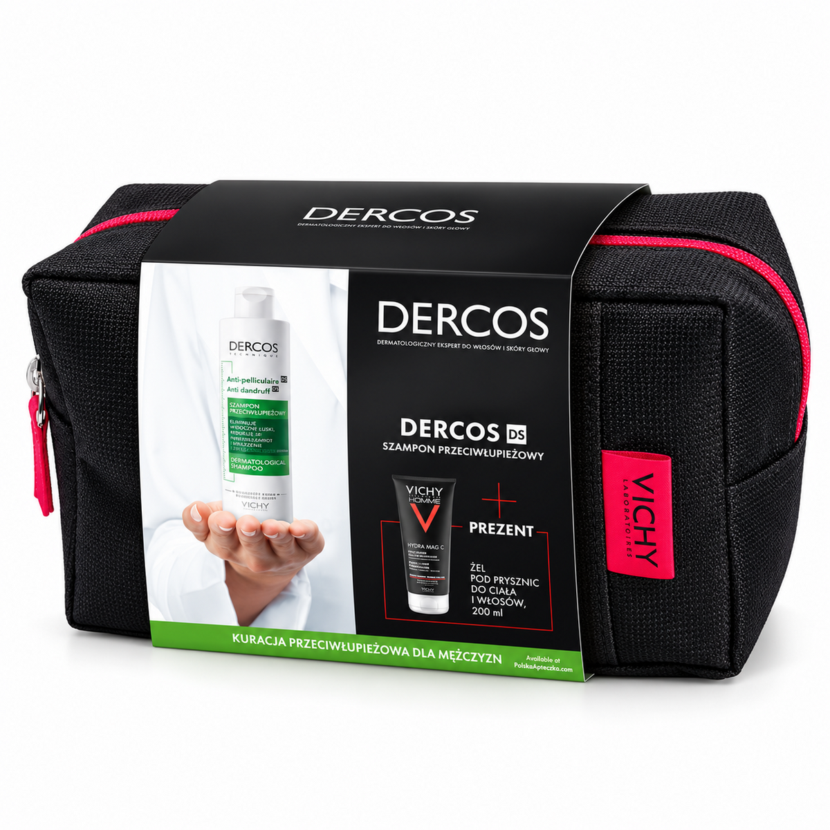 Dercos Anti-Dandruff Shampoo & Homme Shower Gel Set 390 ml + 200 ml - Vichy – product on a white background