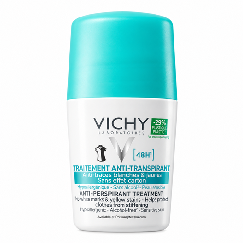 48H Anti-Stain Antiperspirant Roll-On 50 ml - Vichy – product on a white background