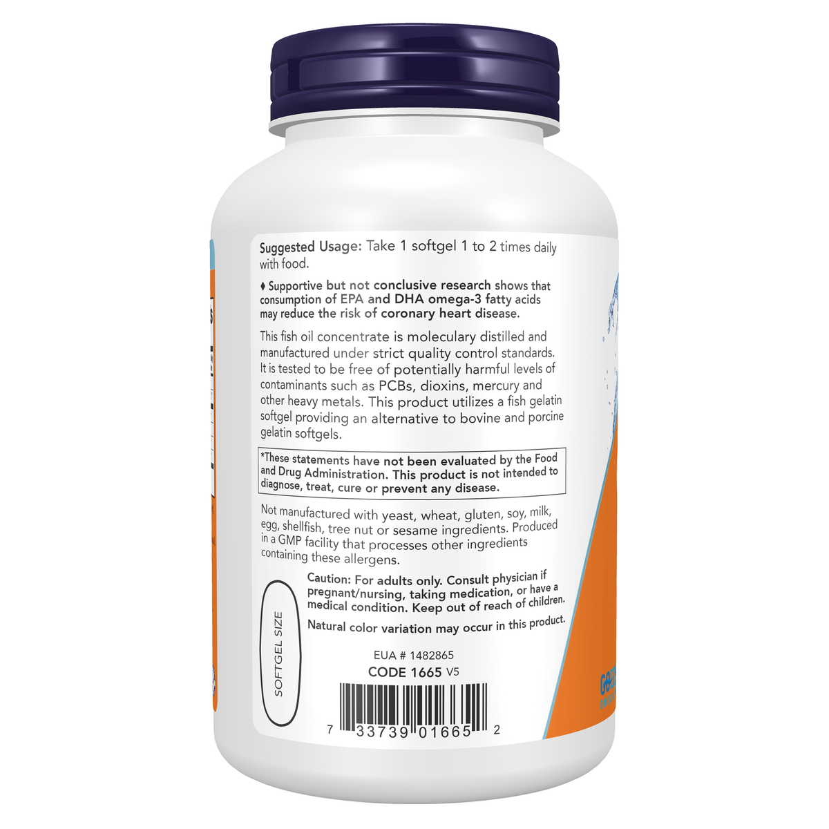 NOW Foods Ultra Omega-3 (Fish Gelatin) - 180 Fish Softgels – Left label / Etykieta producenta