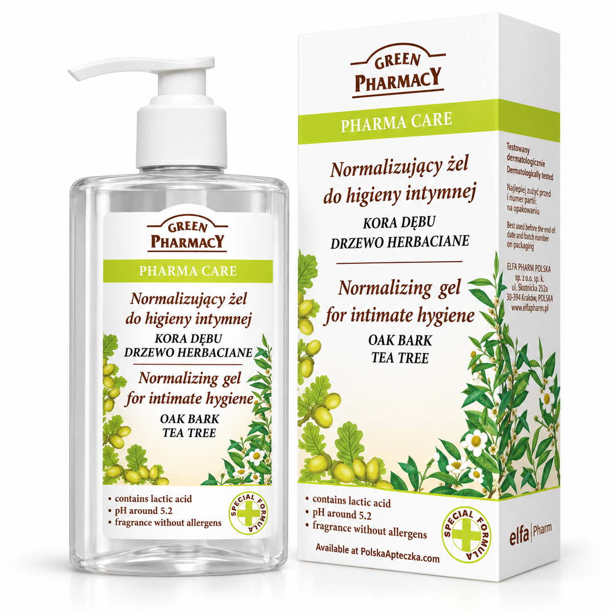 Green Pharmacy Oak Bark & Tea Tree Intimate Wash Gel 300 ml — product front