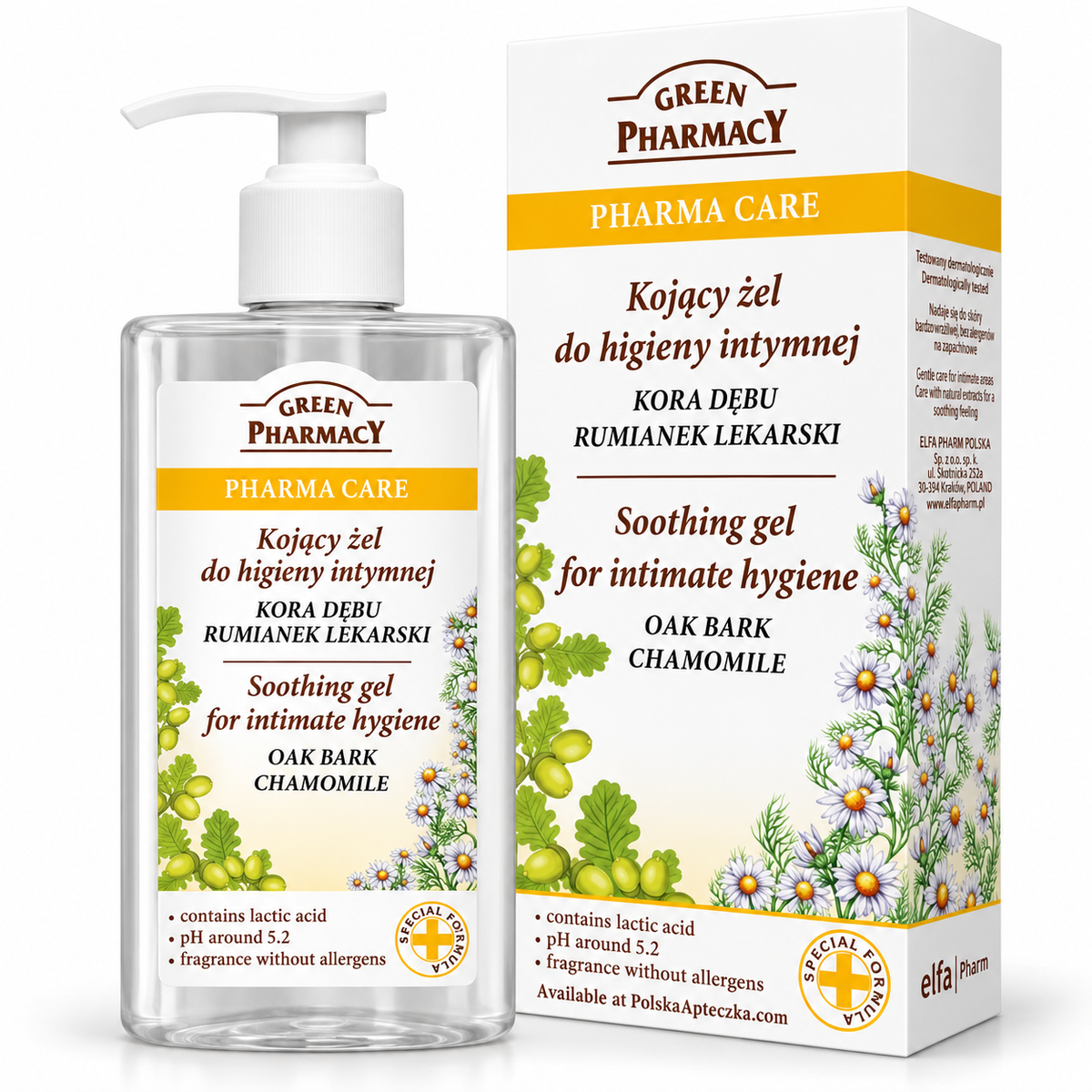 Green Pharmacy Oak Bark & Chamomile Intimate Wash Gel 300 ml — product front