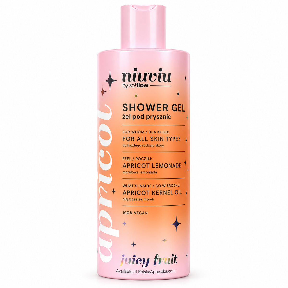 NIUVIU Juicy Fruit Apricot Lemonade Shower Gel, 300 ml / Juicy Fruit Morelowa lemoniada – Żel pod prysznic, 300 ml