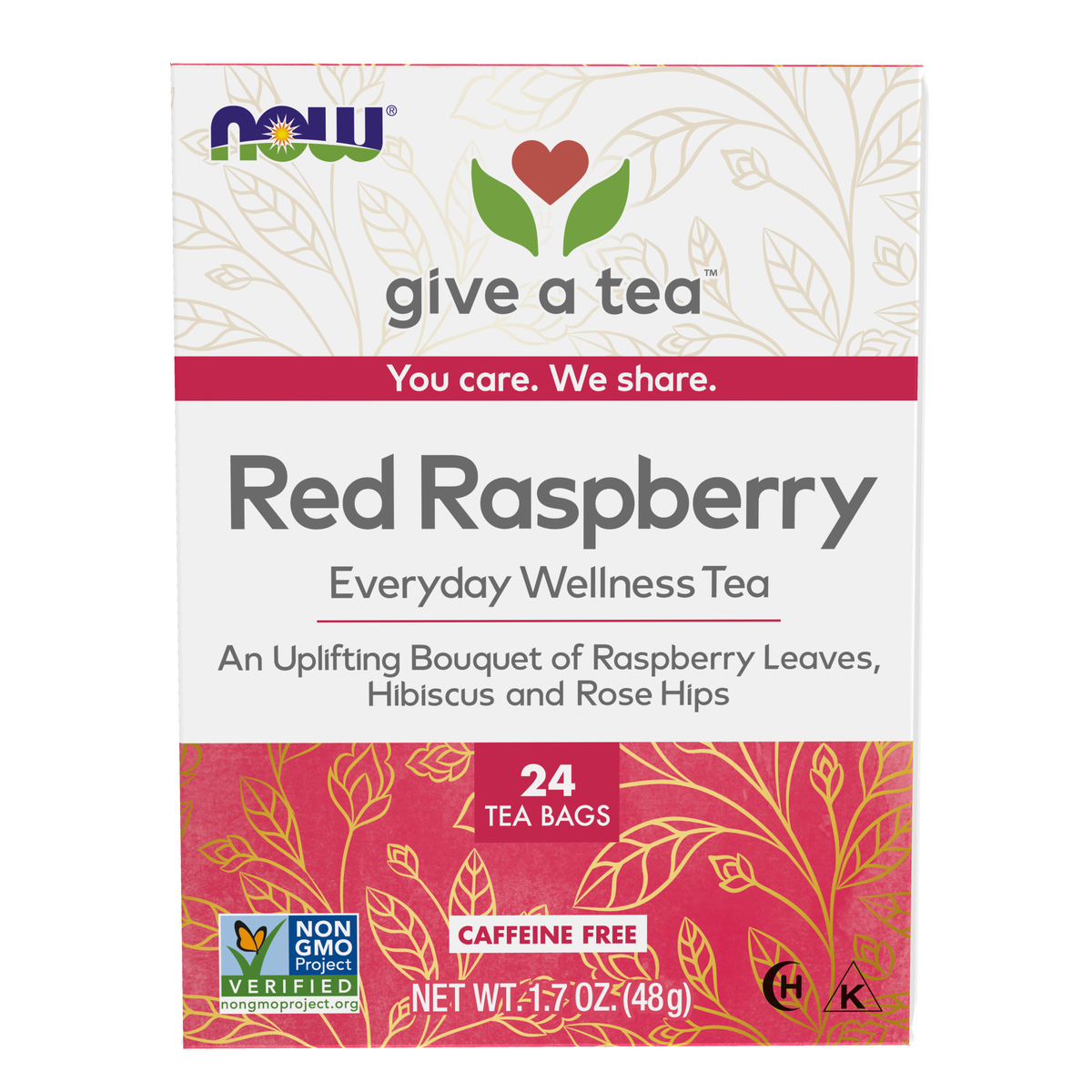 NOW Foods Red Raspberry Tea - 24 Tea Bags / czerwony malina herbata - 24 saszetek