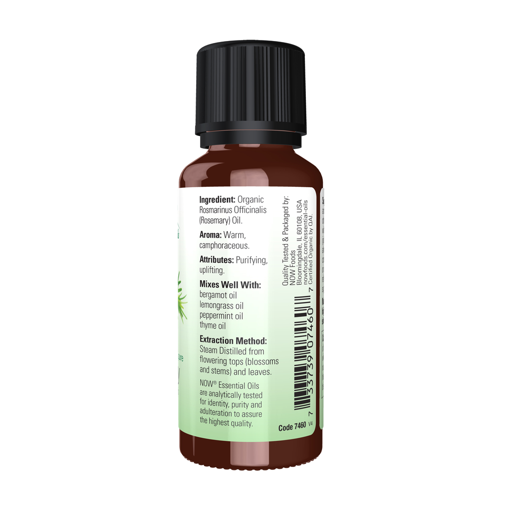 NOW Foods Rosemary Oil, Organic - 1 fl. oz. – Right label / Etykieta producenta