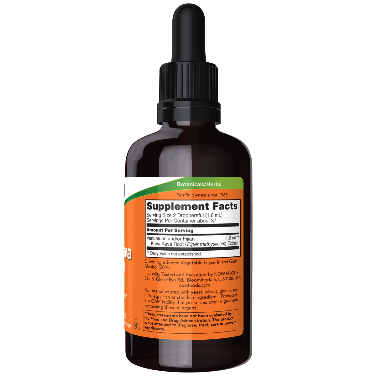 NOW Foods Kava Kava Extract Liquid - 2 fl. oz. – Label details / Etykieta producenta
