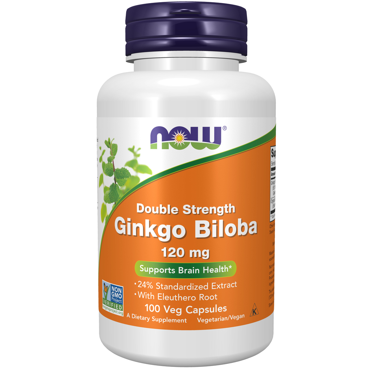 NOW Foods Ginkgo Biloba, Double Strength 120 mg - 100 Veg Capsules / miłorząb japoński, podwójna moc 120 mg - 100 kapsułek roślinnych