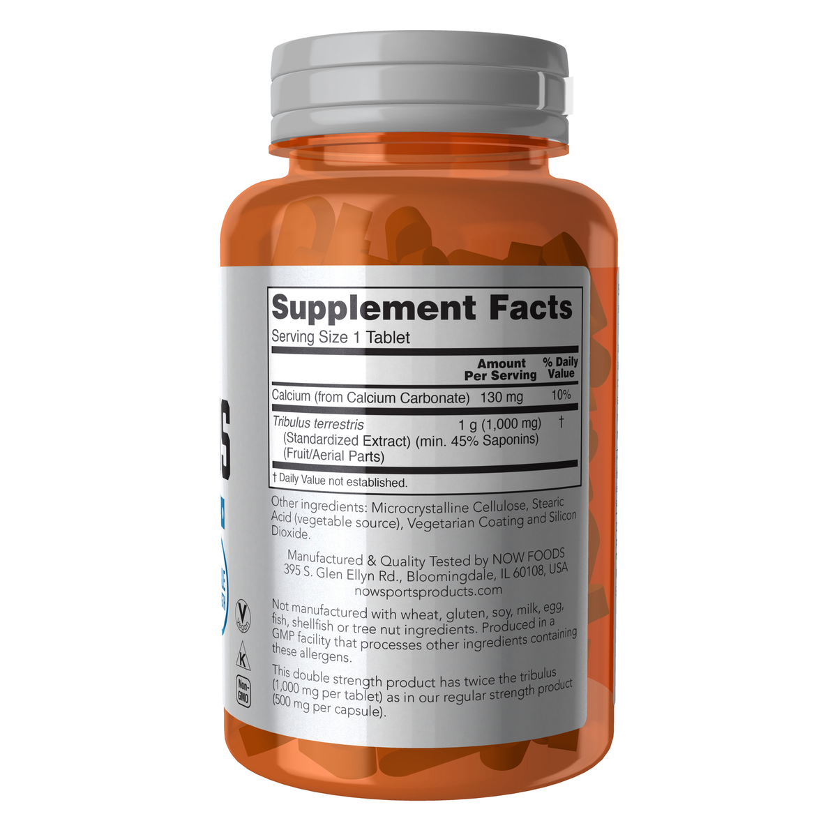 NOW Foods Tribulus 1,000mg - 90 Tablets – Label details / Etykieta producenta