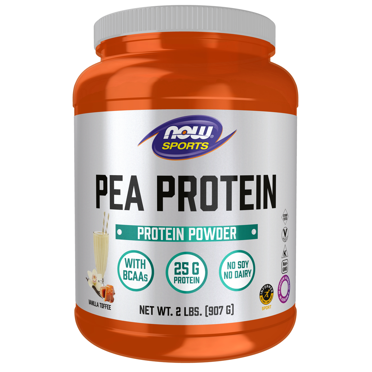 NOW Foods Pea Protein, Vanilla Toffee Powder - 2 lbs. / białko grochu, wanilia i toffi proszek - 2 lb