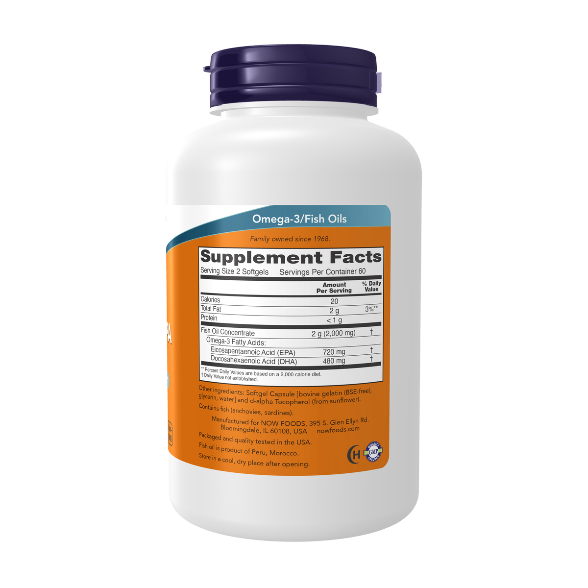 NOW Foods Super Omega EPA Fish Oil, Double Strength - 120 Softgels – Right label / Etykieta producenta