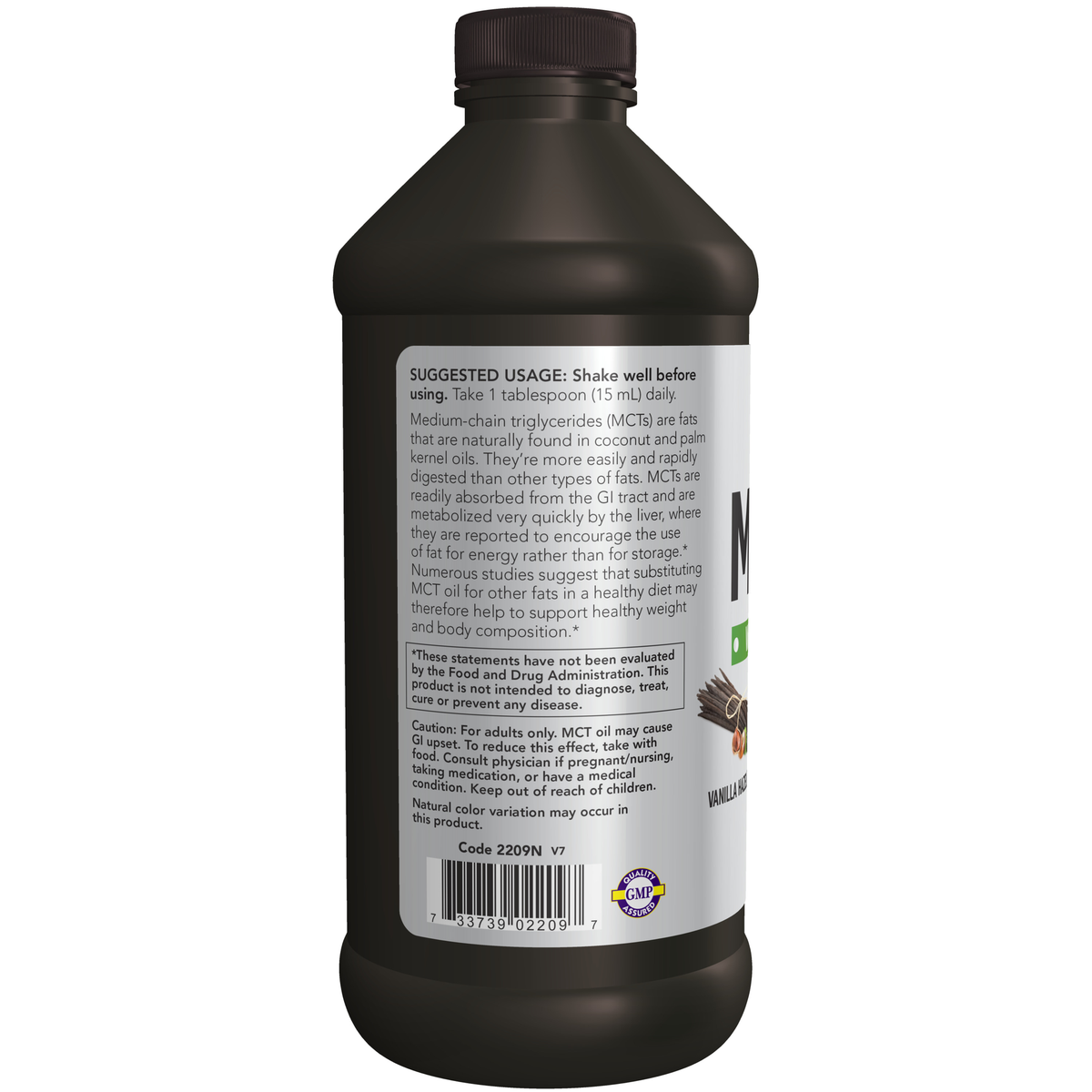 NOW Foods MCT Oil, Vanilla Hazelnut – Label details / Etykieta producenta