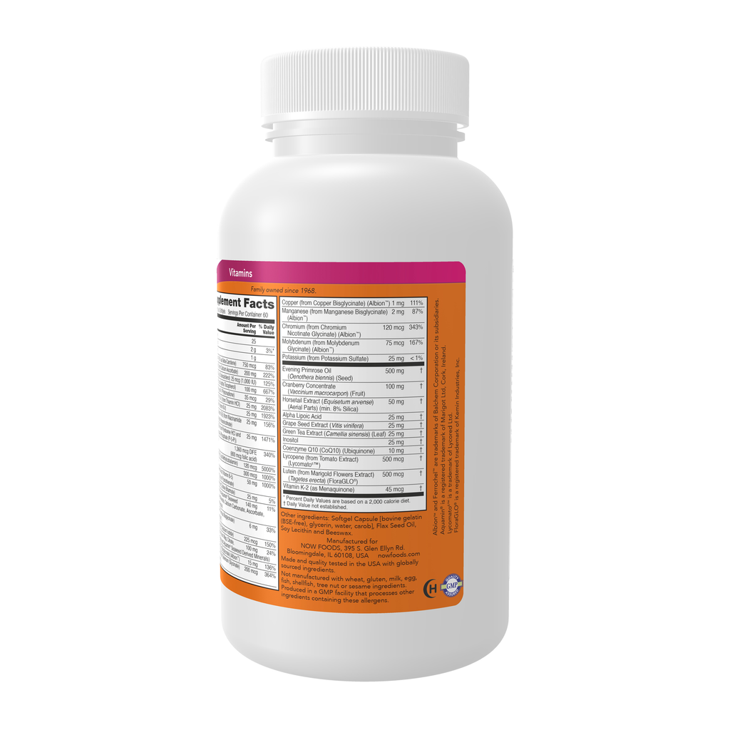 NOW Foods Eve™ Women's Multiple Vitamin - 180 Softgels – Right label / Etykieta producenta