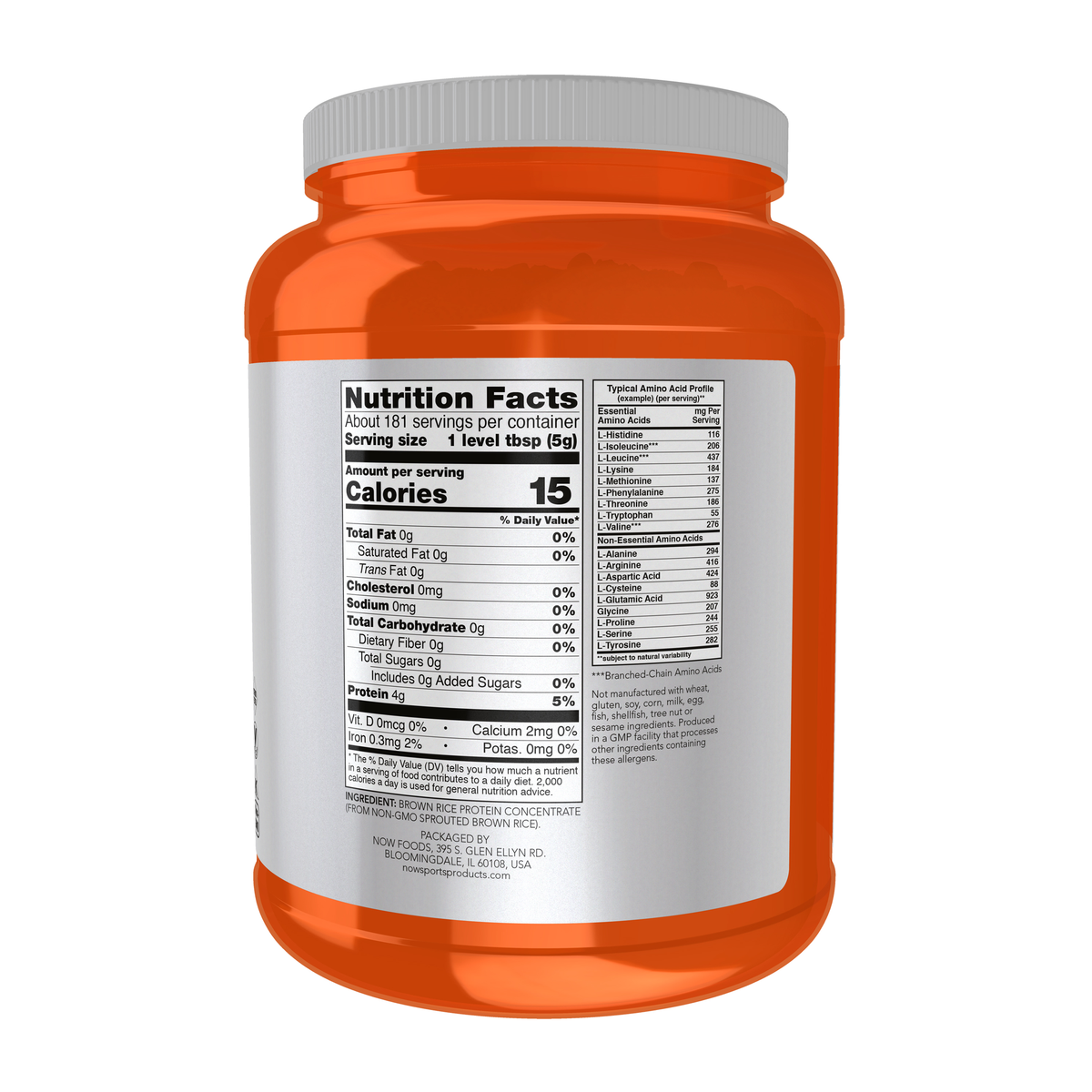 NOW Foods Sprouted Brown Rice Protein - 2 lbs. – Right label / Etykieta producenta