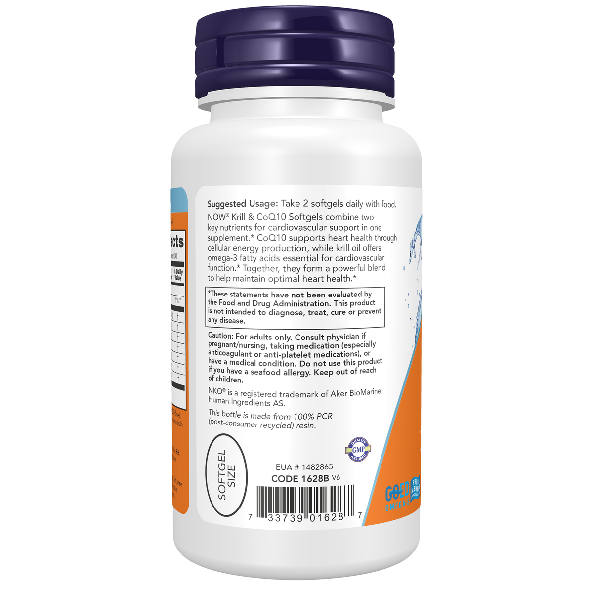 NOW Foods Krill & CoQ10 - 60 Softgels – Left label / Etykieta producenta