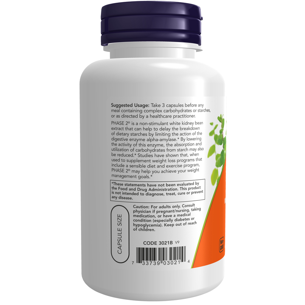 NOW Foods Phase 2 500 mg - 120 Veg Capsules – Label details / Etykieta producenta