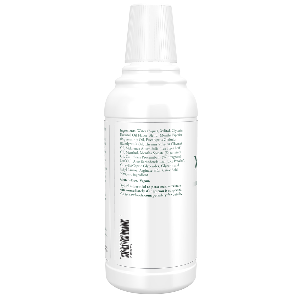 NOW Foods Xyliwhite™ Refreshmint Mouthwash - 16 oz. – Left label / Etykieta producenta