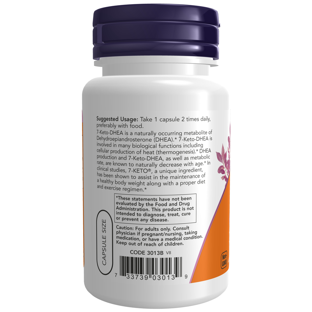 NOW Foods 7-Keto® 100 mg - 60 Veg Capsules – Label details / Etykieta producenta