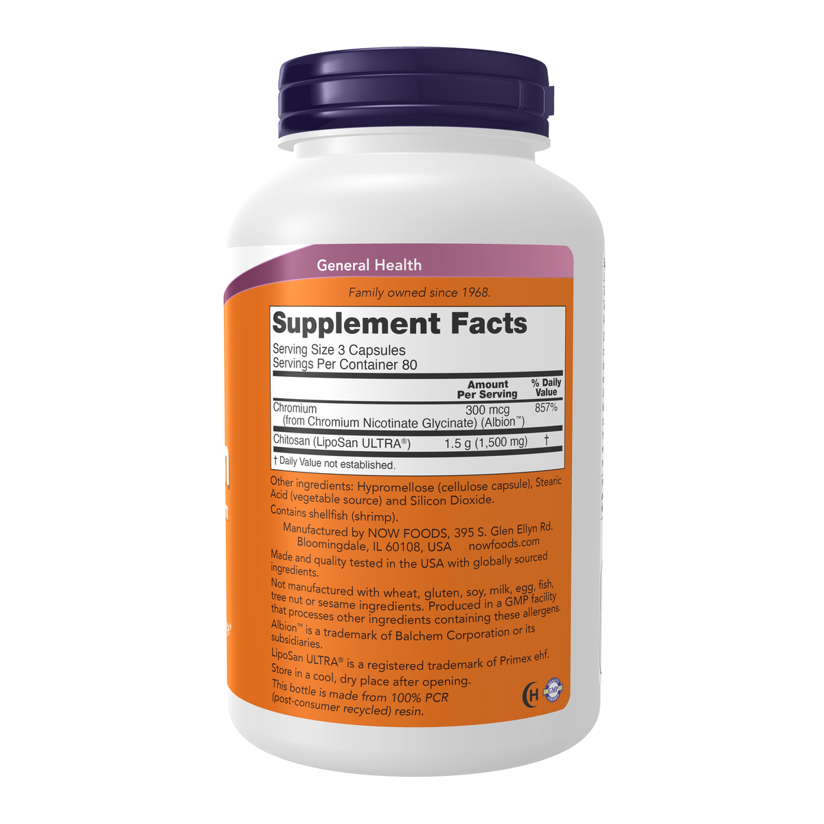 NOW Foods Chitosan 500 mg plus Chromium - 240 Veg Capsules – Apteczka