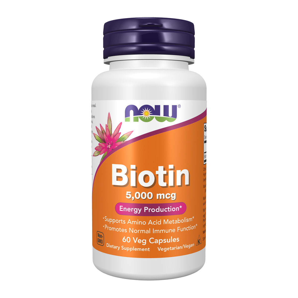 NOW Foods Biotin 5,000 mcg - 60 Veg Capsules / biotyna 5,000 mcg - 60 kapsułek roślinnych