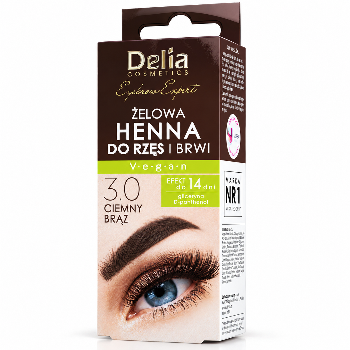 Delia Gel Eyebrow Tint 3.0 Dark Brown 15 ml | Delia Henna żelowa 3.0 Ciemny brąz 15 ml