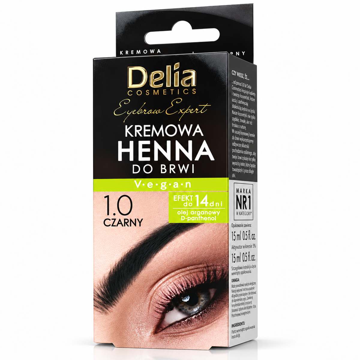 Delia Eyebrow Expert Cream Brow Tint 1.0 Black 30 ml | Delia Eyebrow Expert Kremowa henna do brwi 1.0 Czarny 30 ml