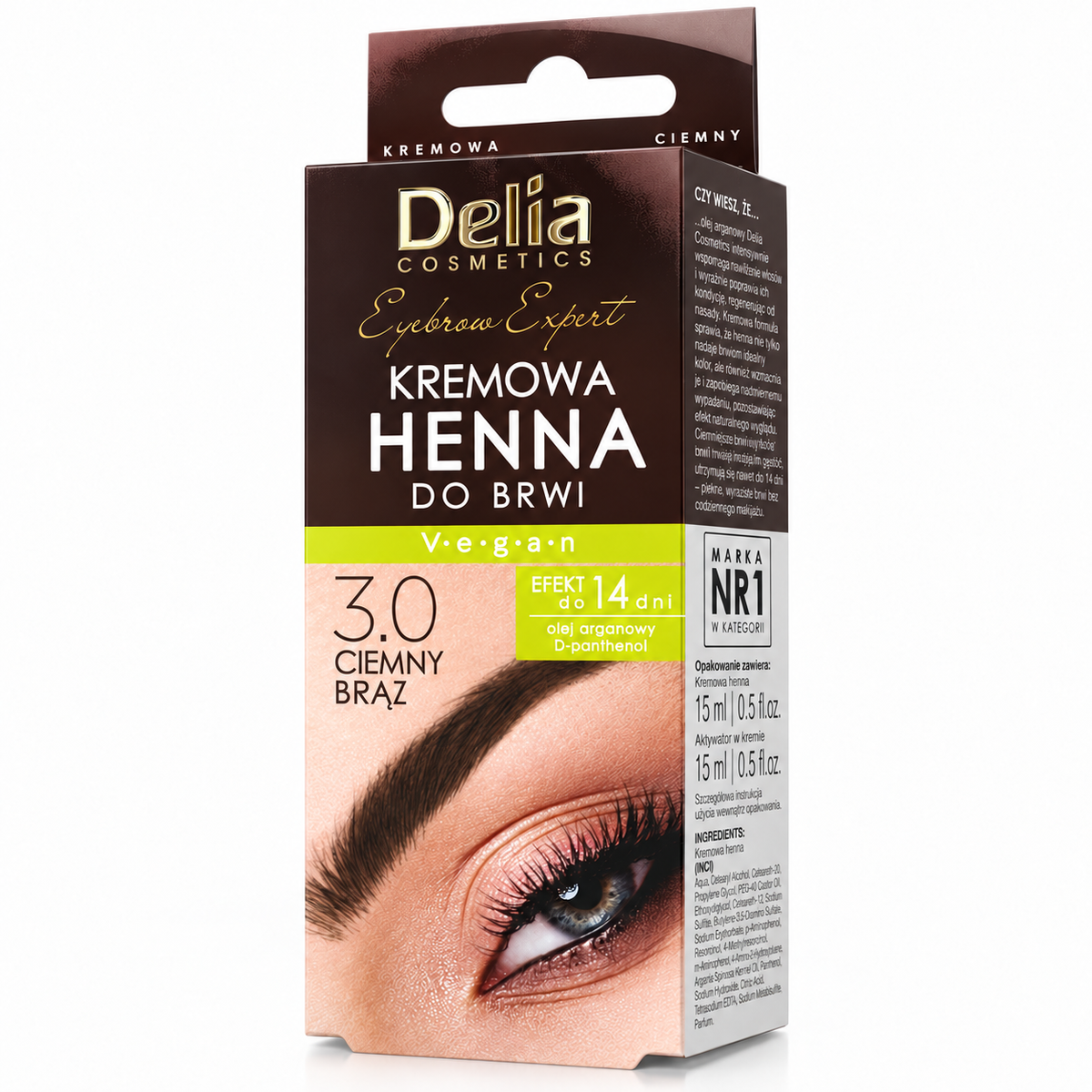 Delia Eyebrow Expert Cream Brow Tint 3.0 Dark Brown 30 ml | Delia Eyebrow Expert Kremowa henna do brwi 3.0 Ciemny brąz 30 ml
