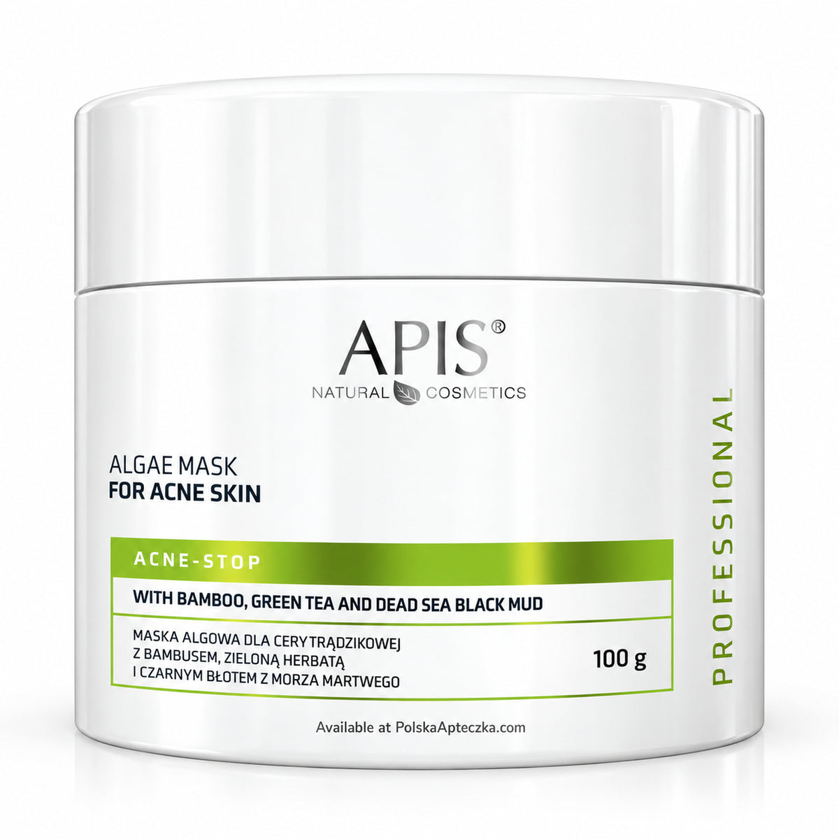 Acne-Stop Dead Sea Mud & Green Tea Algae Mask, 100 g – APIS / Acne-Stop Maska algowa z błotem i zieloną herbatą, 100 g – APIS