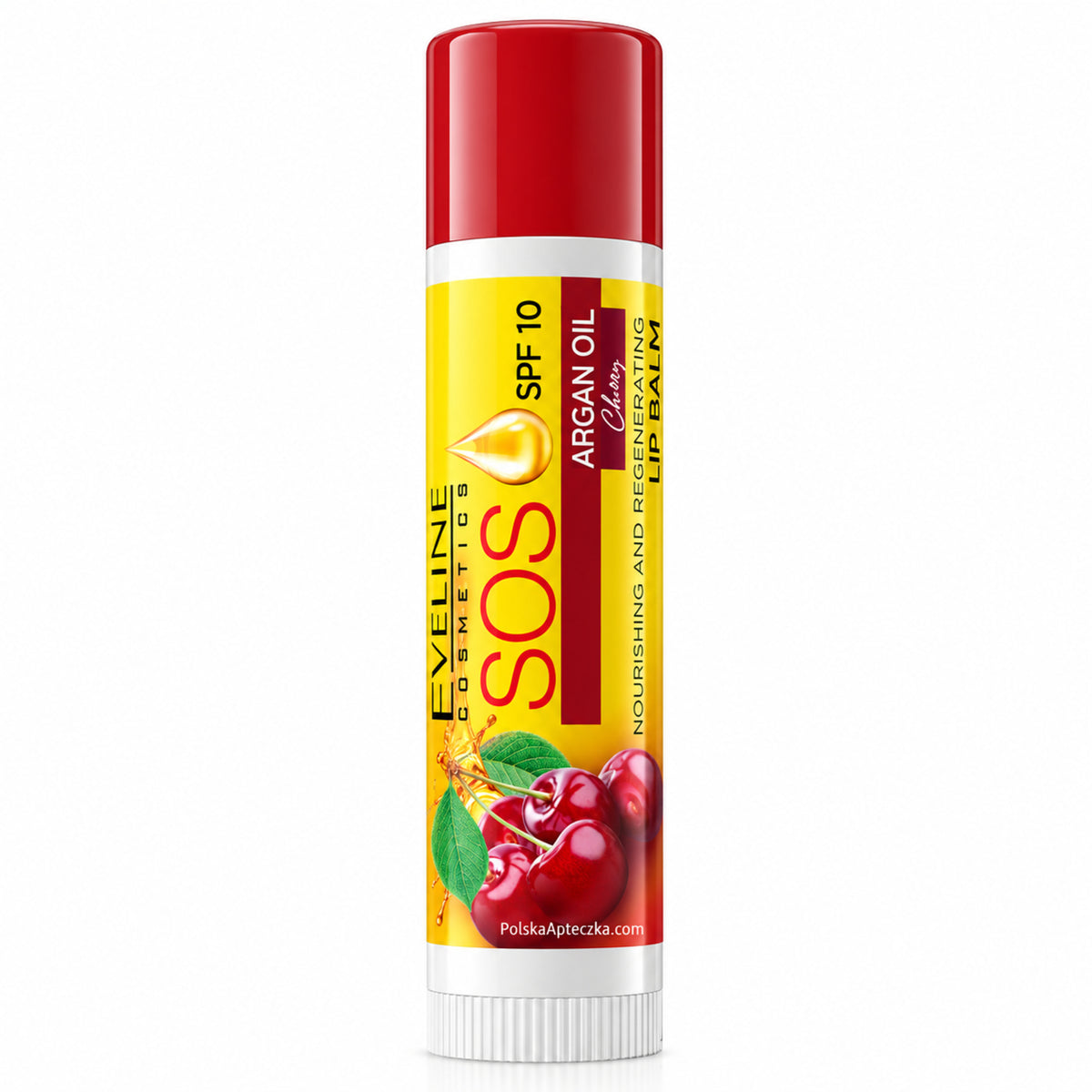 SOS Nourishing Lip Balm – Cherry – Eveline on white / balsam do ust Cherry Eveline na białym tle