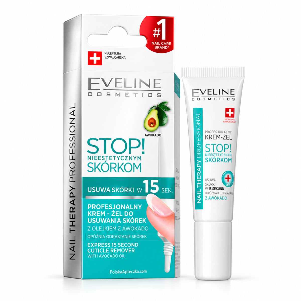 Nail Therapy Express Cuticle Remover Cream-Gel, 12 ml – Eveline on white / Profesjonalny krem-żel do usuwania skórek na białym tle