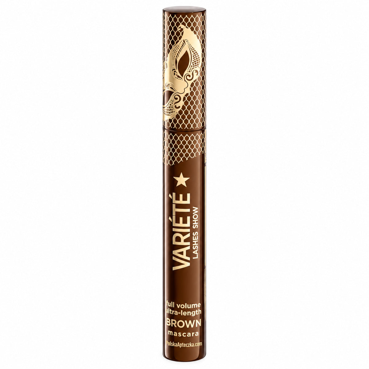 Variété Lashes Show Volume & Length Mascara – Brown 10 ml by Eveline on white / Variété Lashes Show – tusz pogrubiająco-wydłużający, brązowy 10 ml na białym tle