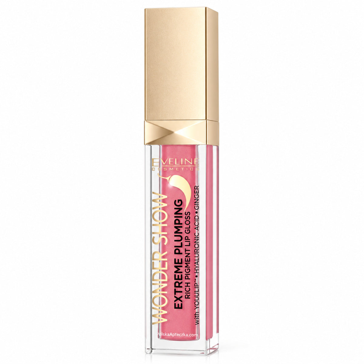 Wonder Show Extreme Plumping Lip Gloss 01 Candy 6.8 ml – Eveline on white / błyszczyk powiększający usta 01 Candy Eveline na białym tle