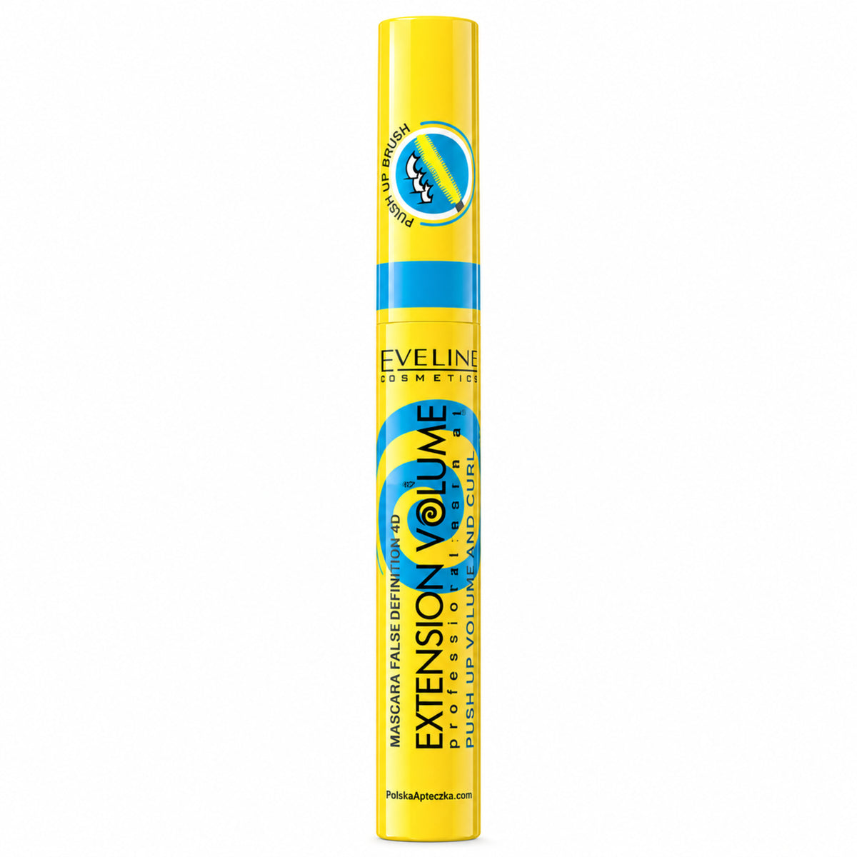 Extension Volume Push Up Volume & Curl Mascara – Black 9 ml by Eveline on white / Extension Volume Push Up – tusz pogrubiająco-podkręcający, czarny 9 ml na białym tle