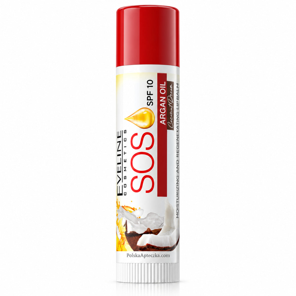 SOS Nourishing Lip Balm – Coconut Dream – Eveline on white / balsam do ust Coconut Dream Eveline na białym tle