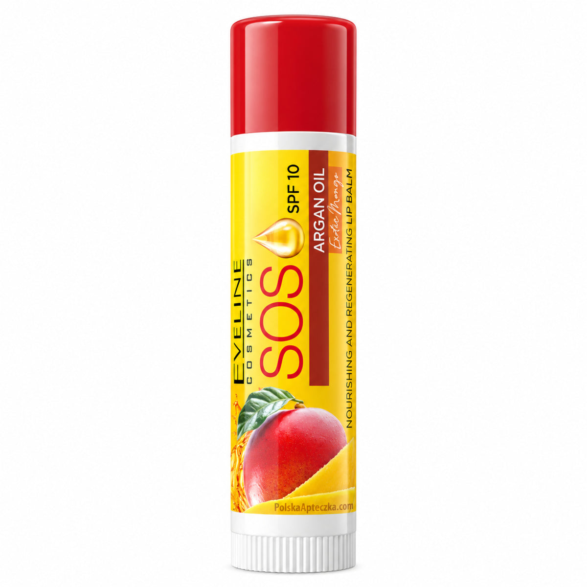 SOS Nourishing Lip Balm – Exotic Mango – Eveline on white / balsam do ust Exotic Mango Eveline na białym tle