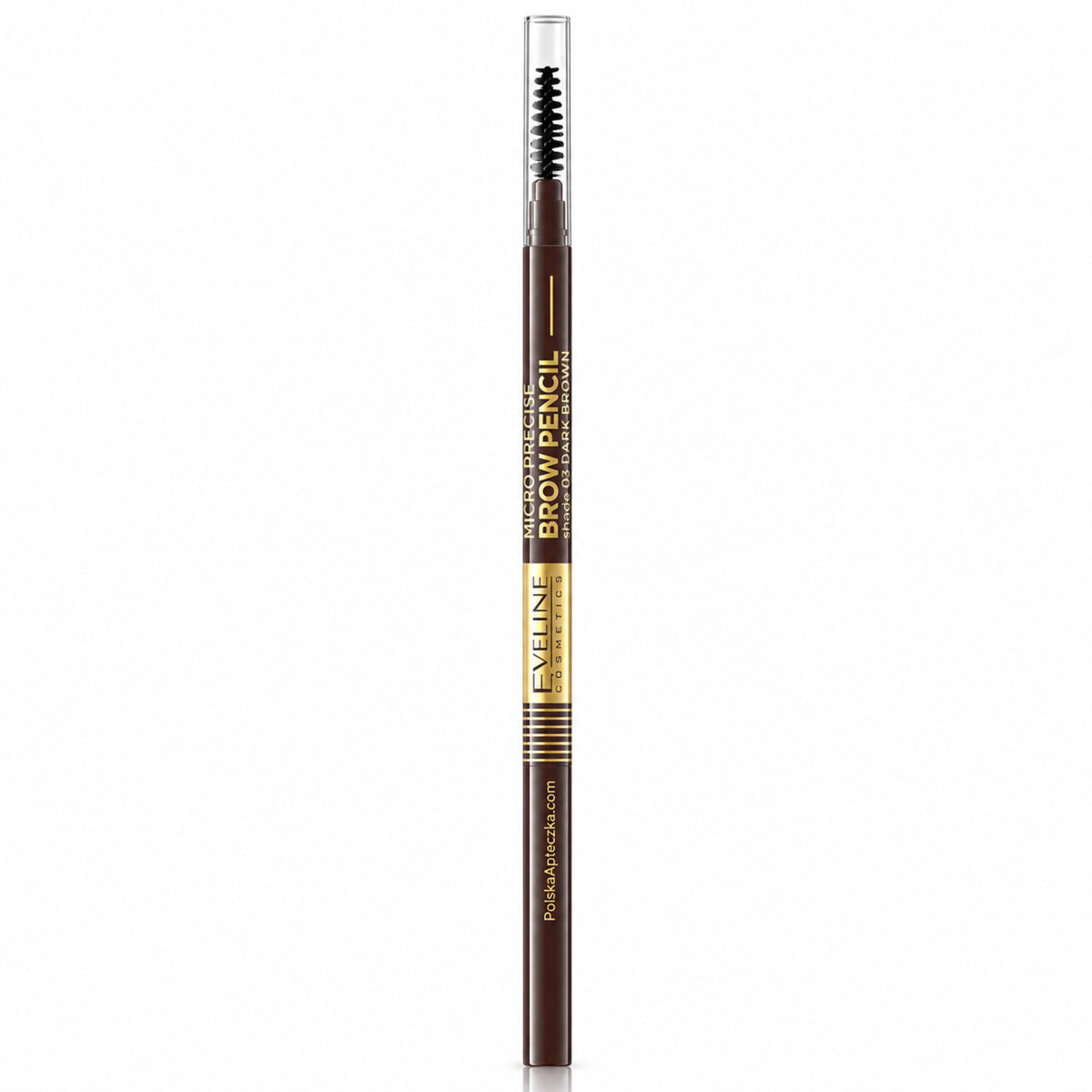 Micro Precise eyebrow pencil 03 Dark Brown by Eveline on white / kredka do brwi 03 Dark Brown – ciemny brąz na białym tle
