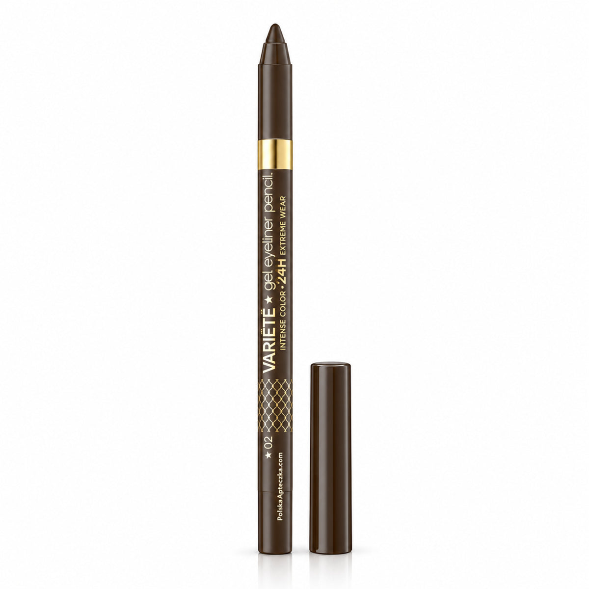 Variété Waterproof Gel Eyeliner Pencil – 02 Brown by Eveline, product on white / Variété – wodoodporna żelowa kredka do oczu 02 Brown Eveline, produkt na białym tle