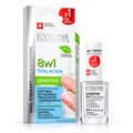 Nail Therapy Total Action Sensitive 8-in-1 Nail Conditioner, 12 ml – Eveline on white / Skoncentrowana odżywka do paznokci kruchych i łamliwych total action sensitive 8w1 na białym tle