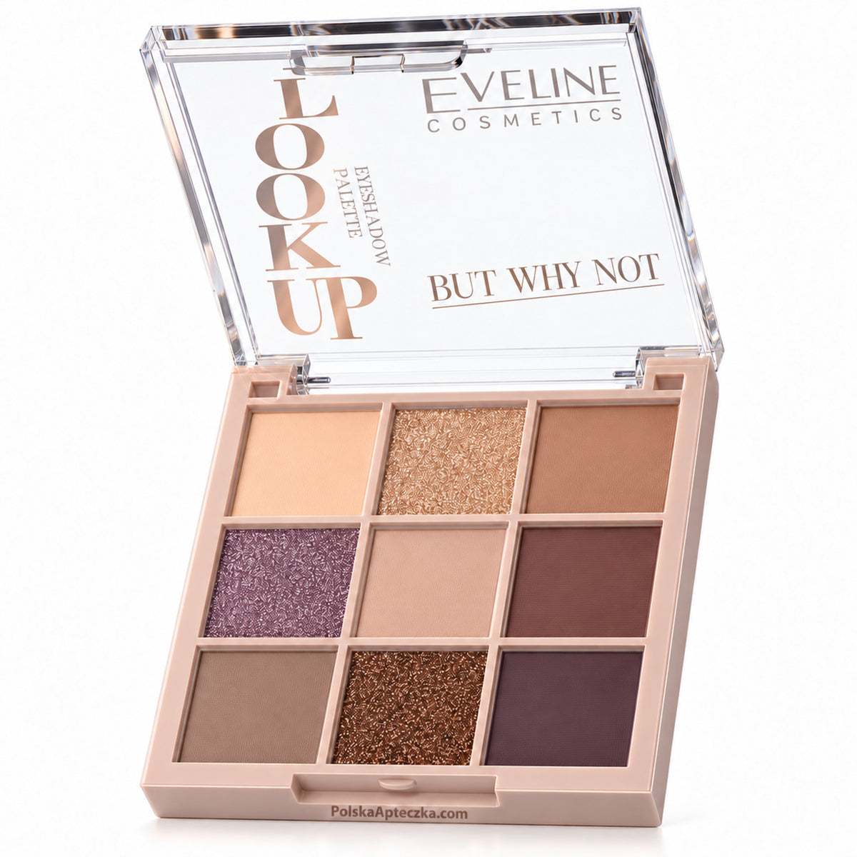 Look Up 9-Color Eyeshadow Palette – But Why Not by Eveline on white / paleta dziewięciu cieni do powiek But Why Not Eveline na białym tle