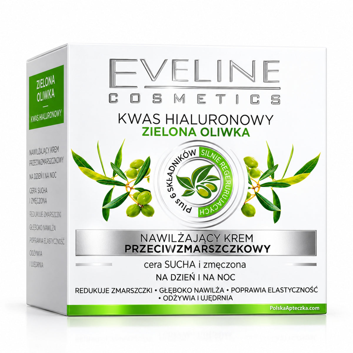Nature Line Green Olive Moisturizing Day and Night Cream, 50 ml – Eveline on white / Nawilżający krem przeciwzmarszczkowy dzień/noc na białym tle
